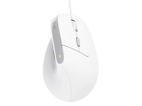 Trust Bayo II - Vertikal mus - ergonomisk - høyrehendt - optisk - 6 knapper - kablet - USB - hvit