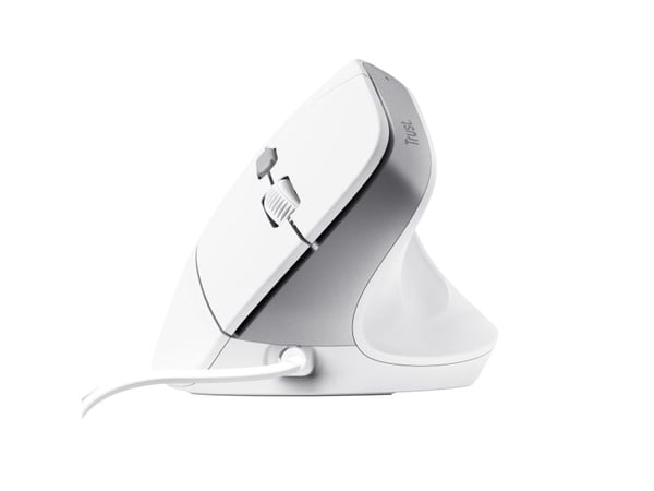 Trust Bayo II - Vertikal mus - ergonomisk - høyrehendt - optisk - 6 knapper - kablet - USB - hvit