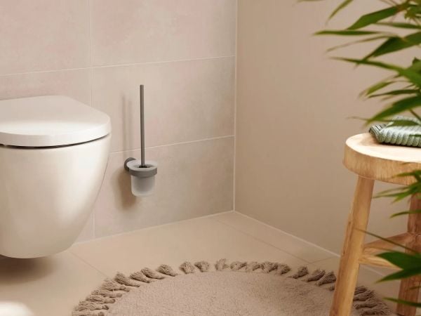 TESA 40581-00000-00, Toalettbørste og holder, Grå, Hvit, Metall, Metall, Tørre pulvere, 112 mm