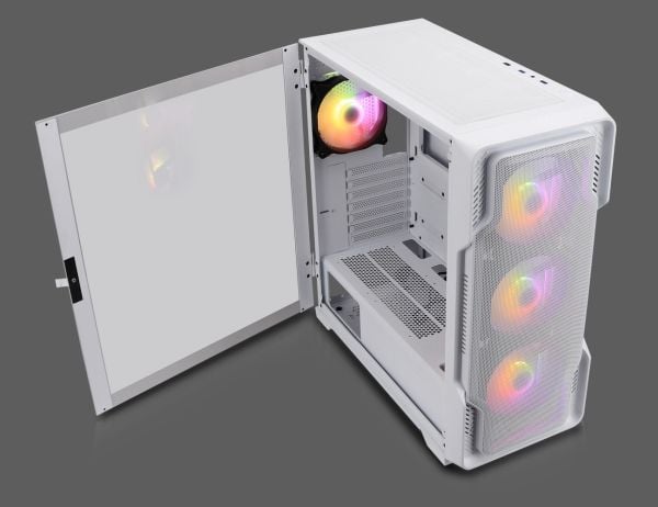 Nanoxia DS-9ARGB-W, Midi Tower, PC, Hvit, ATX, EATX, Micro ATX, Mini-ITX, Plast, Stål, Herdet glass, Spilling