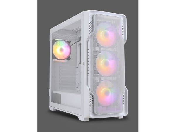 Nanoxia DS-9ARGB-W, Midi Tower, PC, Hvit, ATX, EATX, Micro ATX, Mini-ITX, Plast, Stål, Herdet glass, Spilling