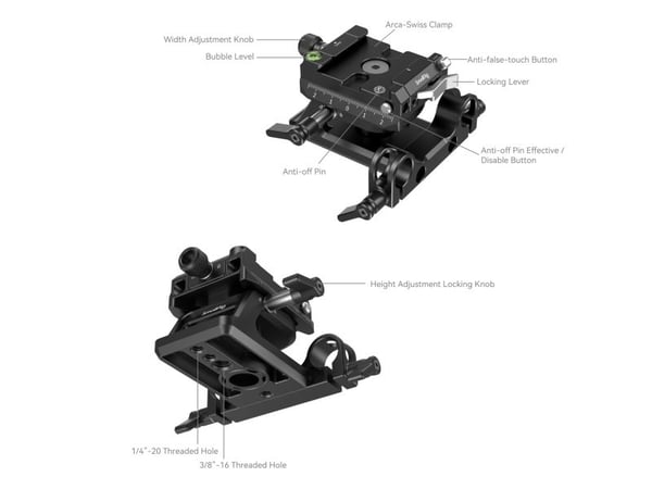 SmallRig 4233, Monteringsplate, Sort, Aluminium, Rustfritt stål, 1/4-20, 3/8-16", 107,4 mm, 80 mm