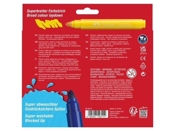 Faber-Castell Jumbo, 12 farger, flerfarget, prosjektilspiss, rund, barn, 12 stk.