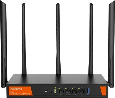 Tenda W30E AX3000, Dual-band (2,4 GHz / 5 GHz), Nätverksansluten (Ethernet), Svart, Bordsrouter