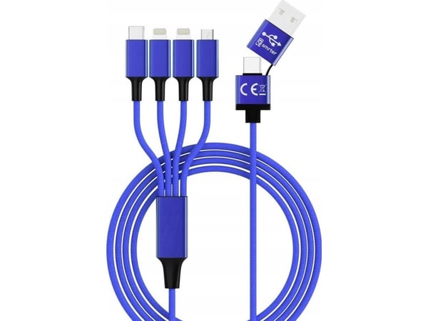 USB-kabel Smrter USB-A + USB-C (USB-C + microUSB + 2x Lightning) 1,2 m blå (SMRTER_ELITE_L_NB)
