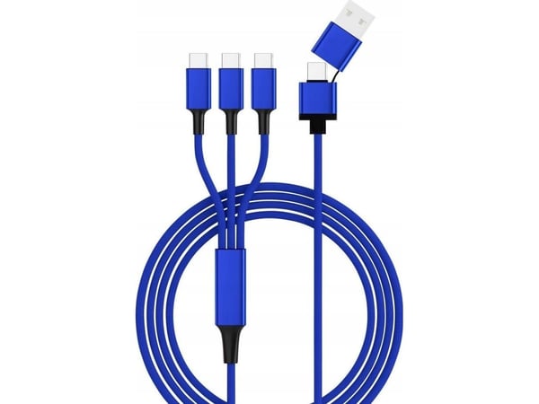 Smrter USB-ladekabel USB 2.0 USB-A hann, USB-C™-kontakt, USB-C™-kontakt, USB-C™-kontakt 1,20 m blå SMRTER_TRIO_C_NB
