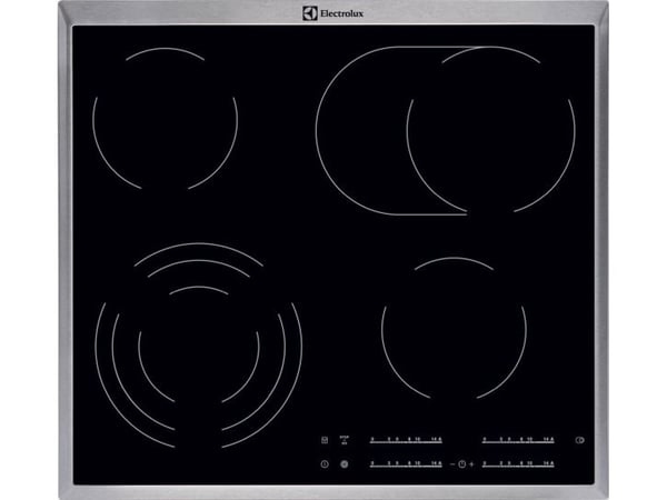 Electrolux EHF46547XK - Keramisk komfyrtopp - 4 plater - Nisje - bredde: 56 cm - dybde: 49 cm - med pynt av rustfritt stål - svart