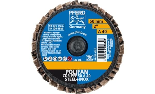 PFERD 47202527 CDR PFF 50 A 40 Lamellslipskiva Diameter 50 mm Brons , Titan, Titanlegering, Koppar, Mässing , Rostfritt stål, Grå/duktilt järn, For...
