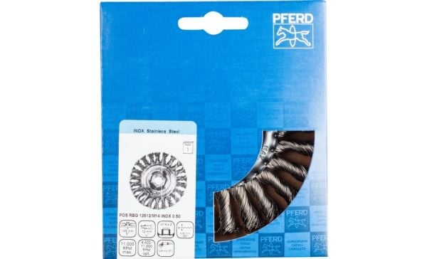 PFERD POS RBG 12512/M14 INOX 0,50, 12,5 cm, 12,5 cm, Stål, Ikke-jernholdig metall, Bronse, Rustfritt stål, Aluminium, 12500 o/min