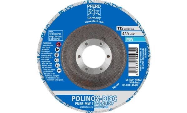 PFERD POLINOX discs PNER, 11,5 cm, 5 styck