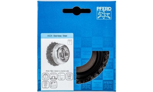 PFERD 43308035, Kopp stålbørste, 10 cm, 9000 RPM, 1 stykker
