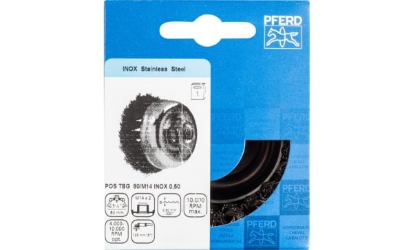 PFERD 43306035, Kopp stålbørste, 8 cm, 10000 RPM, 1 stykker