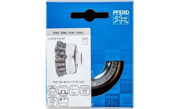 PFERD 43306061, Kopp stålbørste, 8 cm, 10000 RPM, 1 stykker