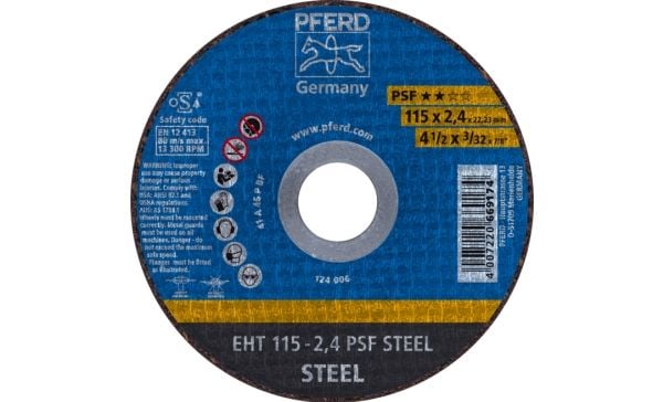 PFERD 61730026, Kutteskive, Stål, 11,5 cm, Alle merker, Flatt senter, 2,22 cm