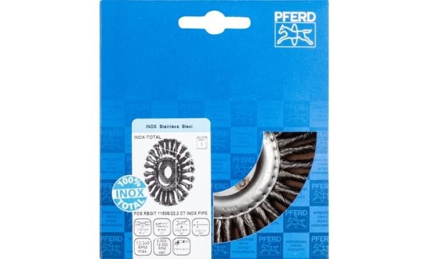 PFERD POS RBGIT 11506/22,2 PIPE CT INOX 0,50, 11,5 cm, 11,5 cm, Stål, Ikke-jernholdig metall, Bronse, Rustfritt stål, Aluminium, 12500 o/min