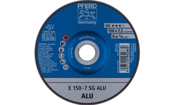PFERD 62215717, Kutteskive, Aluminium, Ikke-jernholdig metall, 15 cm, Alle merker, Nedtrykket senter, 2,22 cm