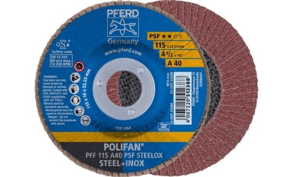PFERD PFF 115 A 40 PSF STEELOX, metall, 13300 o/min, 11,5 cm, 10 stk.