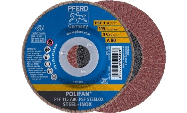PFERD PFF 115 A 80 PSF STEELOX, metall, 13300 o/min, 11,5 cm, 10 stk.