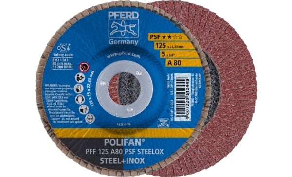 PFERD PFF 125 A 80 PSF STEELOX, metall, 12200 o/min, 12,5 cm, 10 stk.