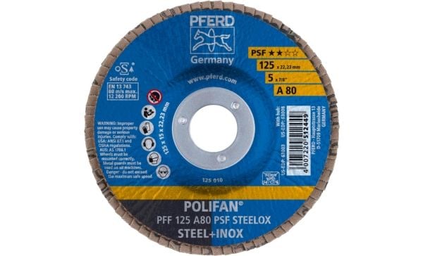 PFERD PFF 125 A 80 PSF STEELOX, metall, 12200 o/min, 12,5 cm, 10 stk.