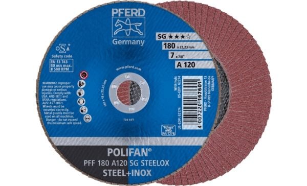 PFERD PFF 180 A 120 SG STEELOX, metall, 8500 o/min, 18 cm, 10 stk.