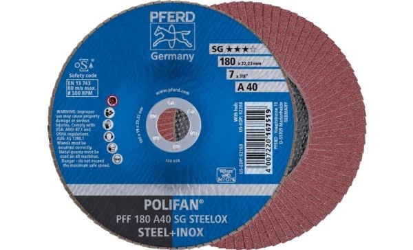 PFERD PFF 180 A 40 SG STEELOX, metall, 8500 o/min, 18 cm, 10 stk.