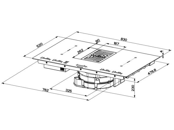 FABER S.p.A. Galileo BK Glass NG A830, Sort, Innebygget, 83 cm, Sonebasert induksjon, Glass, 4 zone(s)