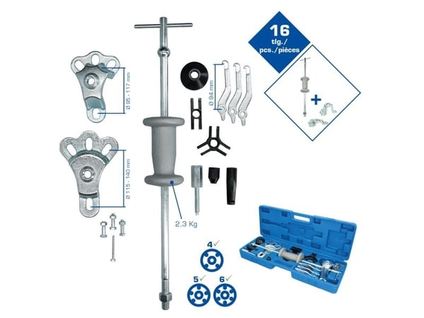 KS TOOLS Werkzeuge-Maschinen GmbH Pyörän navanvetolaite liukuvasaralla, taottu, 16 kpl (BT671350)