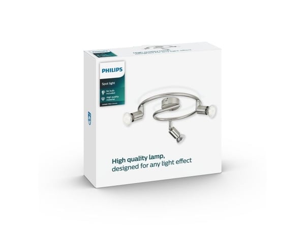 Philips myLiving Limbali-spotlys til tak/vegg, 3 stk., Spotlight på skinne, GU10, 3 ampuller, LED, 230 V, Kromfarget
