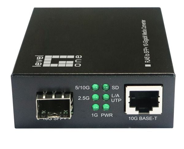 LevelOne GVT-2051 - Fibermediekonverterare - GigE (optisk), 100Mb LAN (optisk), 2.5GbE, 5GbE, 10 GigE optiskt, 10GbE - 100Base-TX, 1000Base-T, 1000...