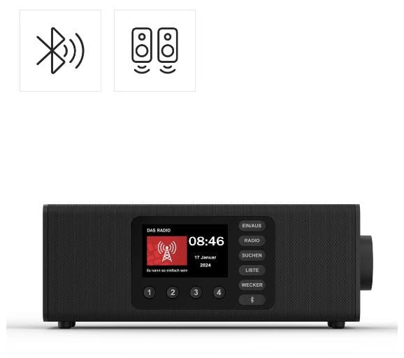 Hama DR2002BT, Personlig, Digitalt, DAB, DAB+, FM, 10 W, TFT, 10,9 cm (4.3")