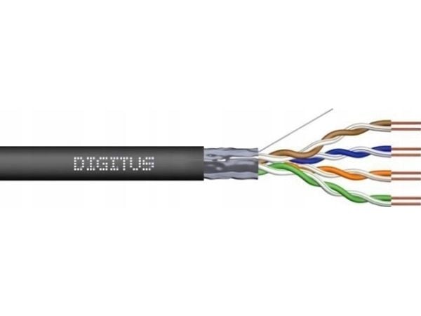 DIGITUS Professional - Installation cable - 7.5 mm - foliebelagt uskjermet tvinnet kabelpar (F/UTP) - CAT 6 - utendørs - svart