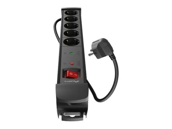 Lanberg SP1-05F-0500-BK, 5 m, Sisätila, Tyyppi F, Suora, Ylikuormitussuojaus, Muovi