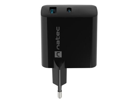 Verkkolaturi, kannettavan tietokoneen laturi Natec Ribera Gan 1x USB-A + 1x USB-C 45W musta