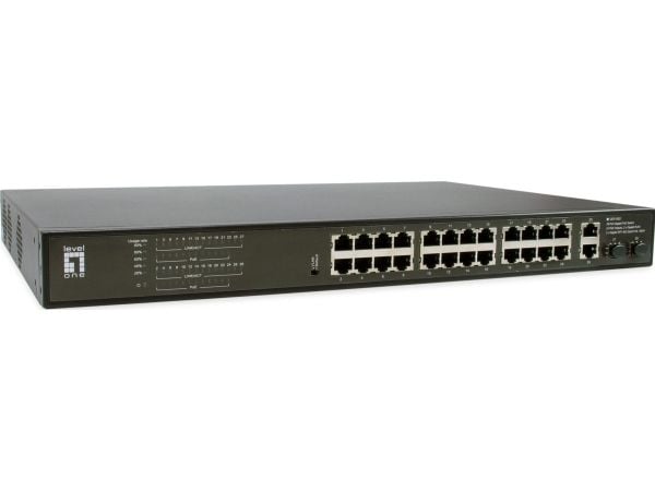 LevelOne GEP-2821, Uhåndtert, Gigabit Ethernet (10/100/1000), Strøm over Ethernet (PoE), Rack-montering, 1U