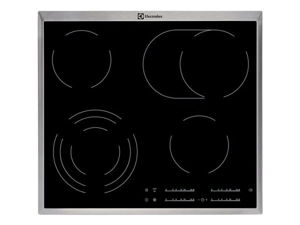 Electrolux EHF46547XK - Keramisk komfyrtopp - 4 plater - Nisje - bredde: 56 cm - dybde: 49 cm - med pynt av rustfritt stål - svart