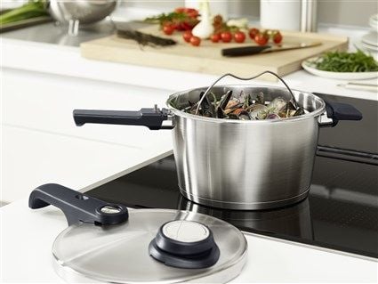 Fissler Vitavit Premium, 6 L, Keraaminen, Kaasu, Induktio, Ruostumaton teräs, 22 cm, Ruostumaton teräs, irrotettava