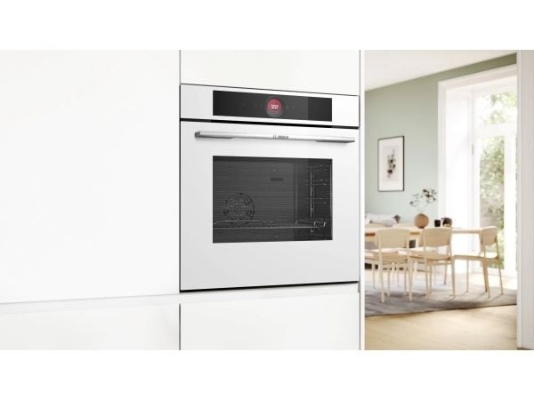 Bosch Serie 8 HBG7341W1, Keskikokoinen, Sähköuuni, 71 L, 71 L, 30 - 300 °C, Hydrolyyttinen + pyrolyyttinen