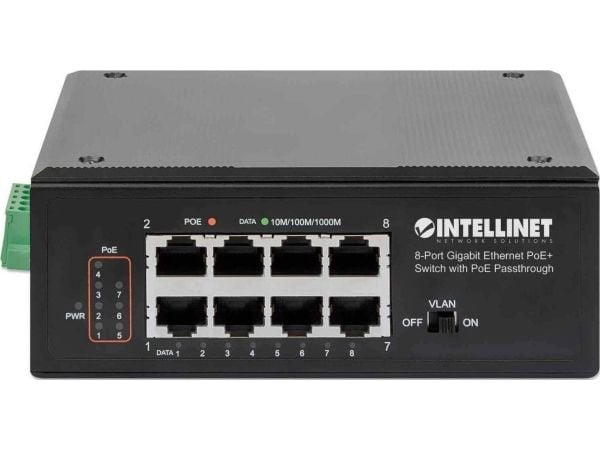 Intellinet 561624, Gigabit Ethernet (10/100/1000), Full tosidig, Strøm over Ethernet (PoE)