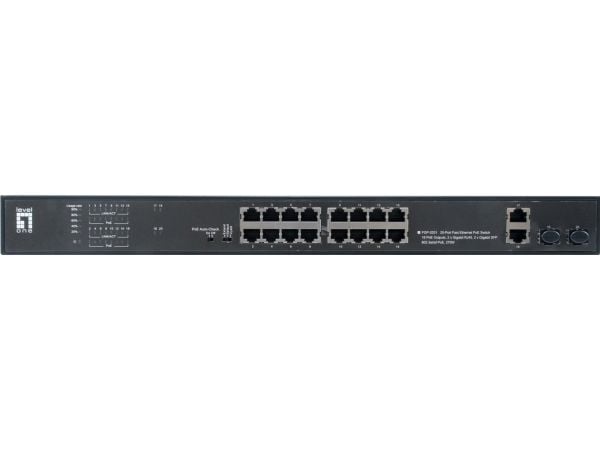 LevelOne FGP-2031, Uhåndtert, Fast Ethernet (10/100), Strøm over Ethernet (PoE), Rack-montering, 1U