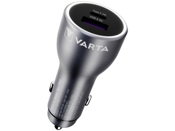 Varta - Bilstrømadapter - 45 watt - 3 A - QC, PD - 2 utgangskontakter (USB, 24 pin USB-C)