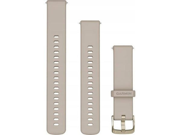 Garmin - Bånd for smart armbåndsur - 18 mm, hurtigfrigjøring - fransk grå, bløt gullfarge - for Forerunner 255S, 255S Music, 265S; Venu 2S, 3S; vív...