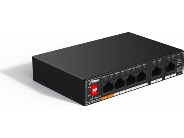 Dahua Technology PoE SG1006P, Uhåndtert, Gigabit Ethernet (10/100/1000), Strøm over Ethernet (PoE), Kan monteres på vegg