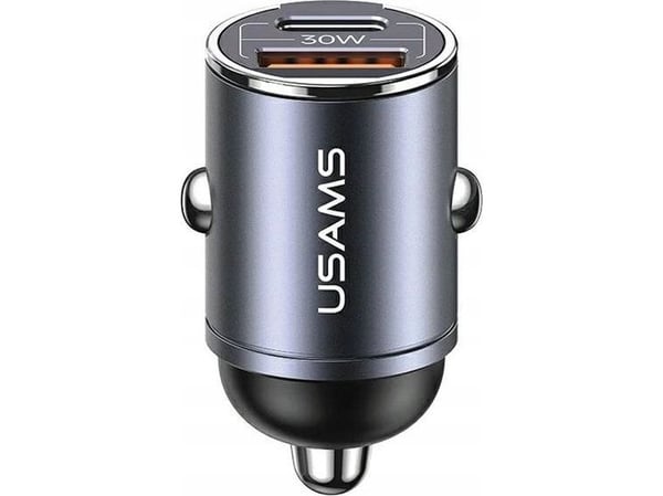 Usams autolaturi 30W 1xUSB+1xUSB-C C38 Pikalataus teräs