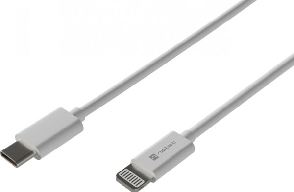 NATEC NKA-2150, 1 m, Lightning, USB C, Hankjønn, Hankjønn, Hvit