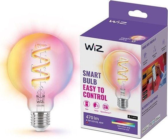 WiZ Globe Filament - Smart LED lighting - Coloured and White light - E27 - 40W - Transparent - Wi-Fi