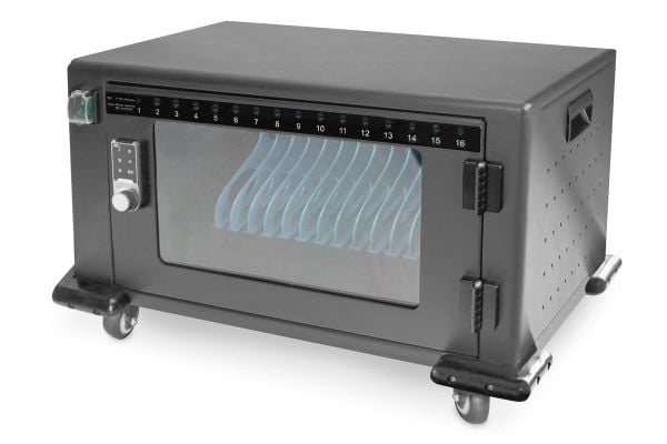DIGITUS - Vogn (kun lading) - for 16 nettbøker/nettbrett - låsbar - svart, RAL 9005 - skjermstørrelse: inntil 14"