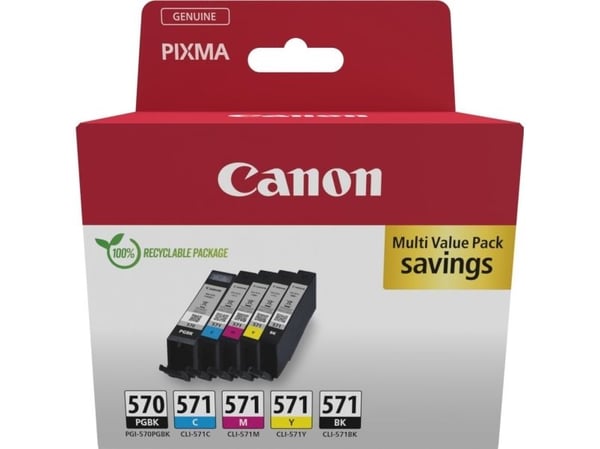 Canon 0372C006, musta, Syaani, Magenta, Keltainen, 5 kpl, Monipakkaus