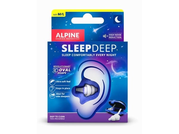 Alpine SleepDeep, Uudelleen käytettävä korvatulppa, Nukkuminen, Normaali, In-ear, Sininen, Valkoinen, 27 dB