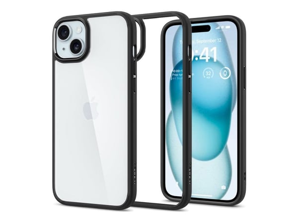 Spigen Ultra Hybrid - bakdeksel til mobiltelefon - polykarbonat, termoplastisk polyuretan (TPU) - matt svart - for Apple iPhone 15